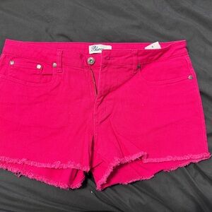 Place Pink Jean Shorts with Frayed Edges